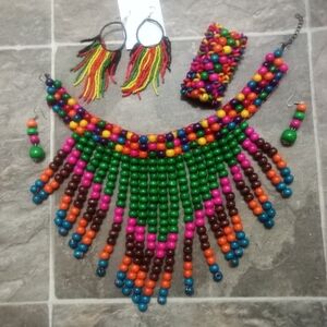 Multicolor Beaded Necklace and Earring Set